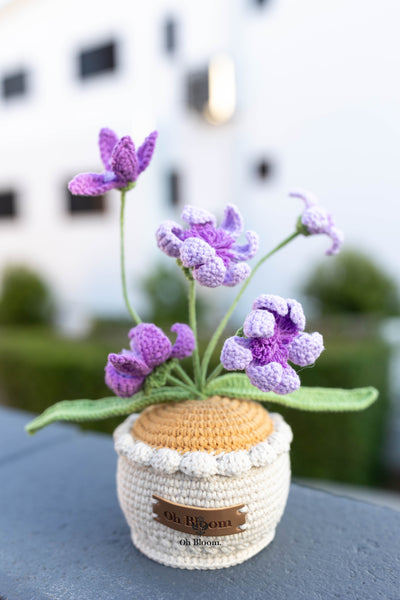 Crochet Rain Lily Pot In sunset
